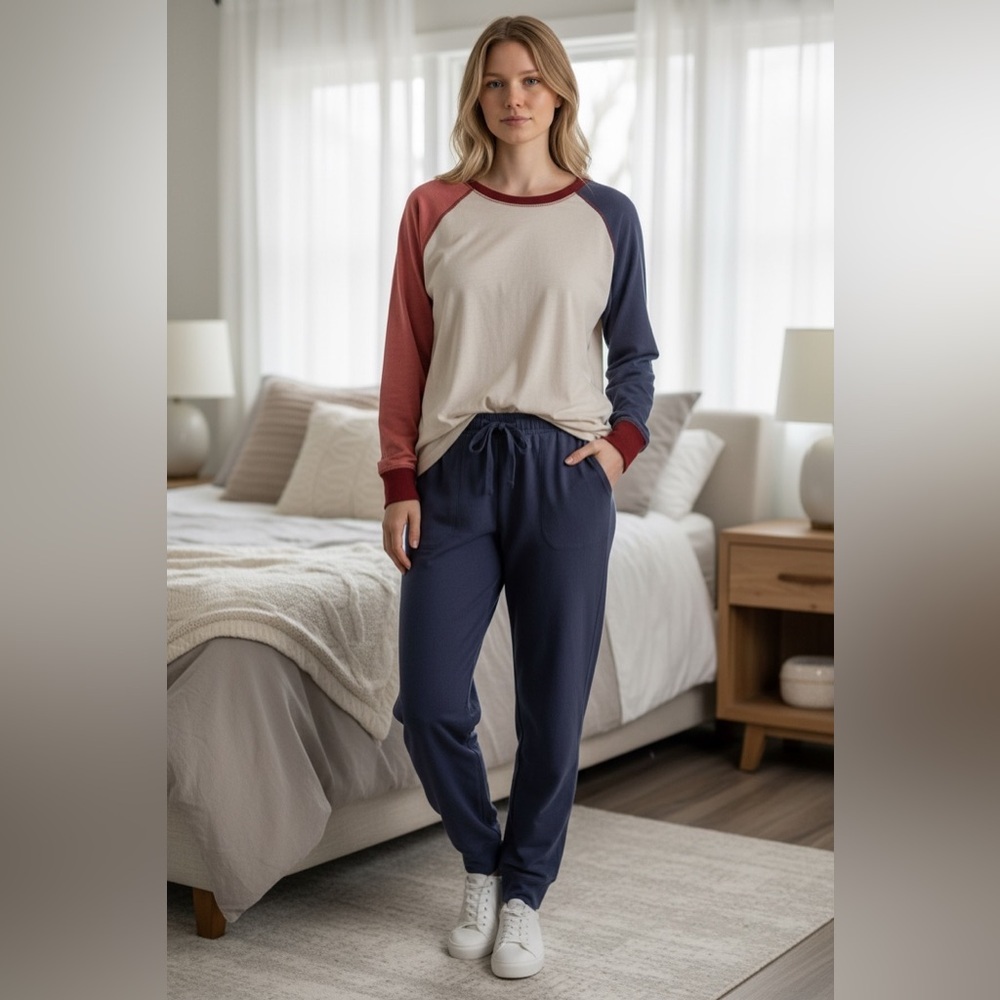 COLSIE Women’s Red White and Blue Cozy Pajama Set Size Small soft warm flannel